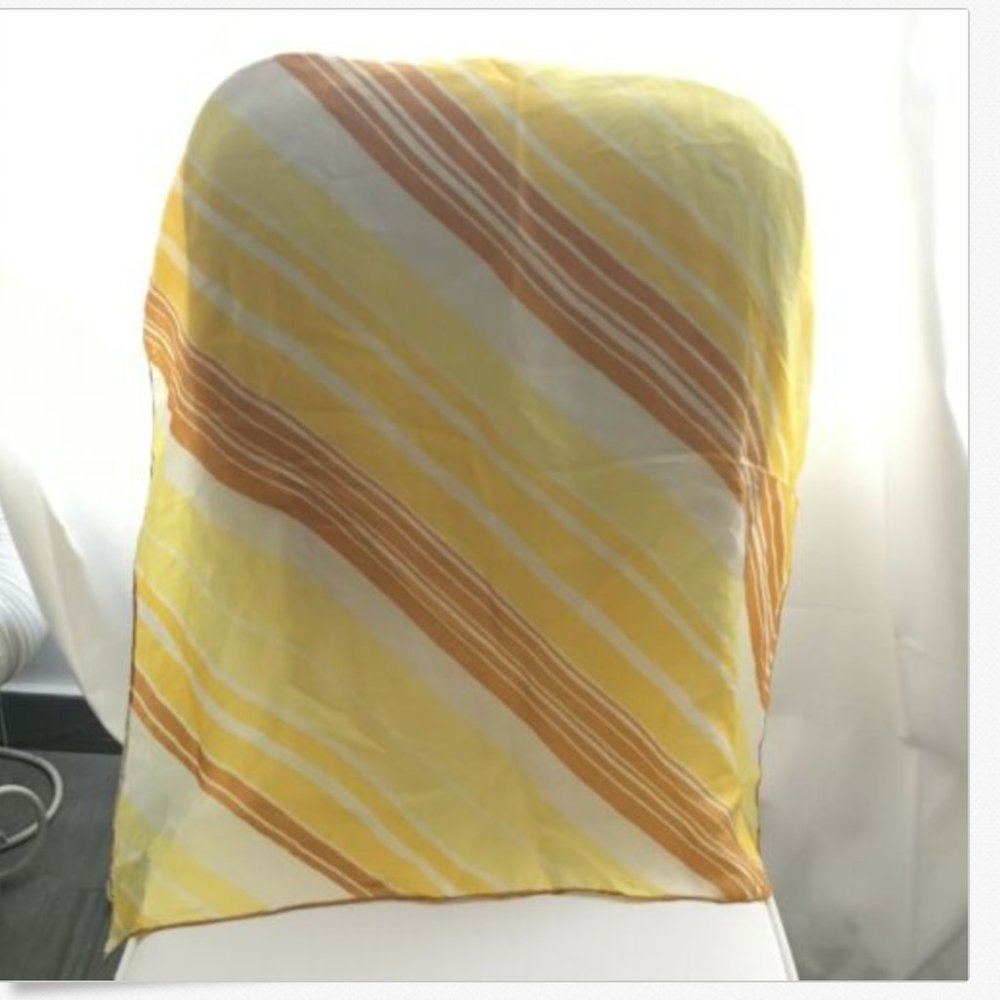 Yellow striped satin scarf